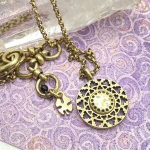 LUCKY BRAND Gold Tone Pendant Boho Mandela Style Necklace